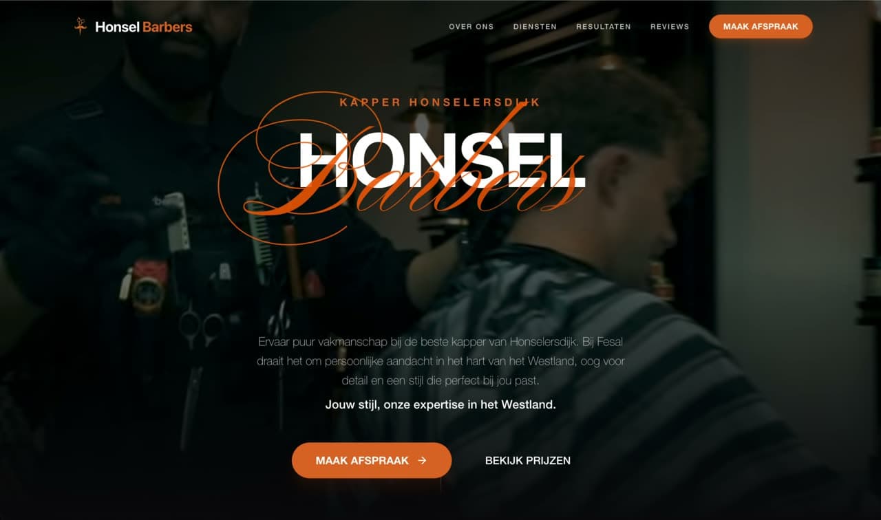 Website van Honsel Barbers