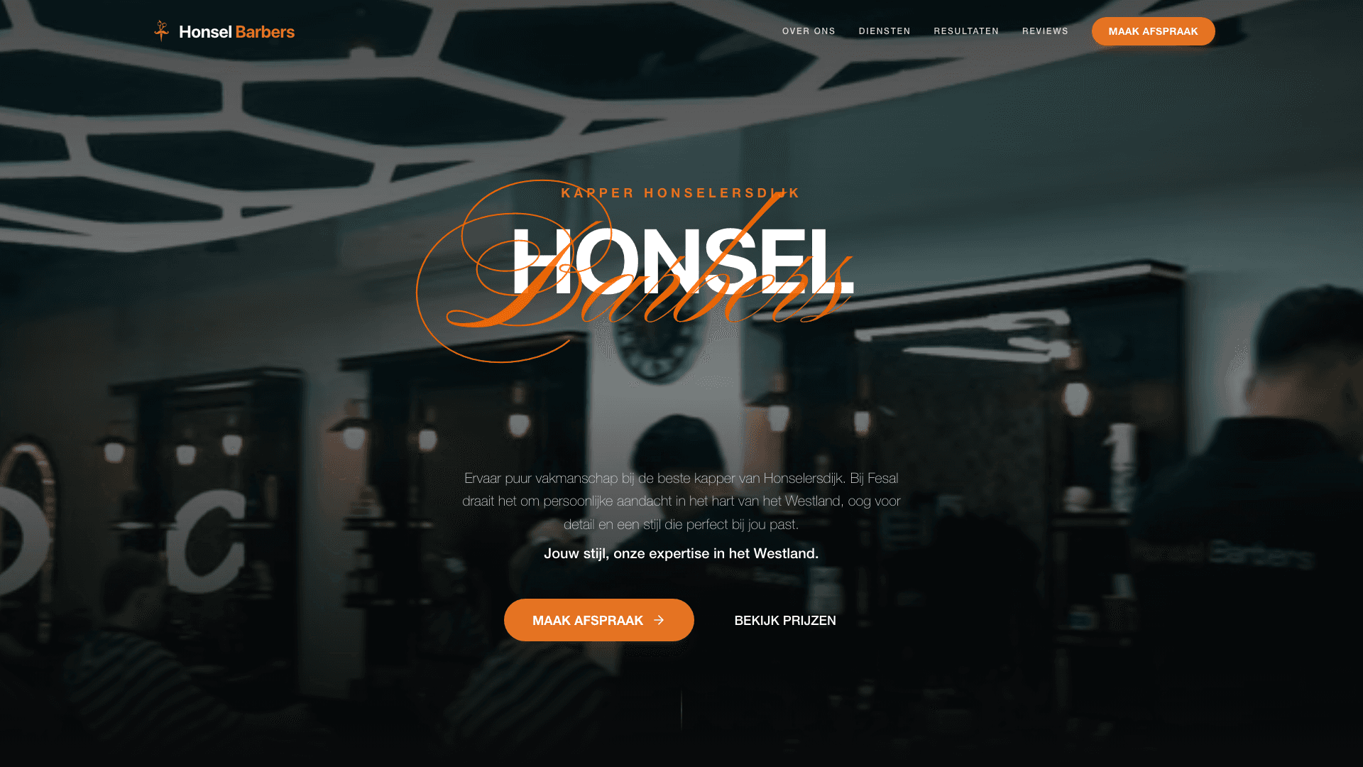 Website van Honsel Barbers