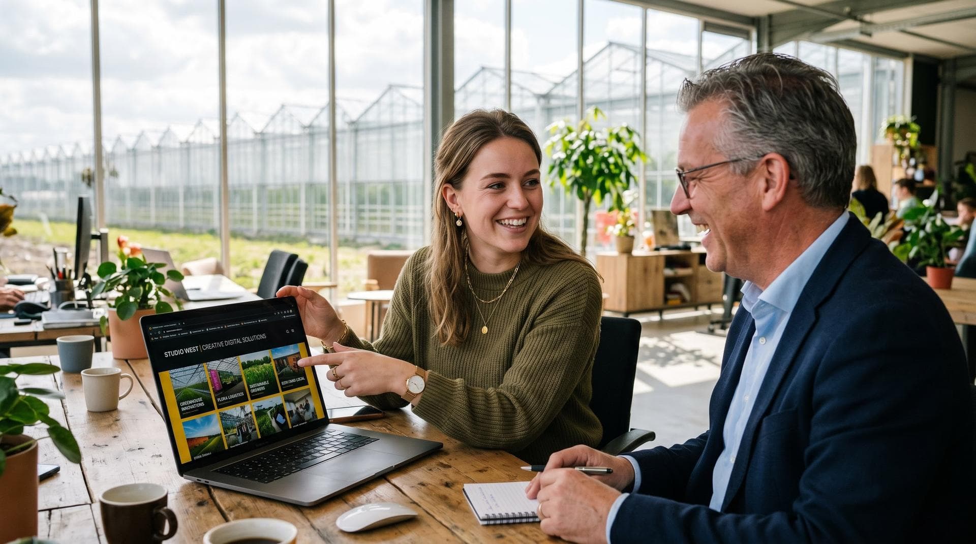 Modern webdesign voor een bedrijfswebsite op laptop en telefoon